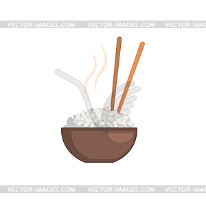 Rice Bowl Cartoon Style Icon - vector image