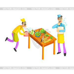 Young And Old Cook In Kitchen - vector EPS clipart