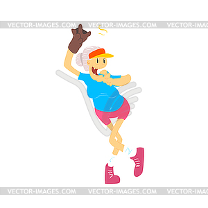 Old Lady Playing Baseball - vector image