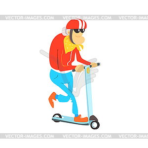 Old Lady On Scooter - vector image