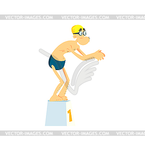 Old Man In Pool - vector EPS clipart