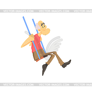 Old Man On Swings - vector clip art