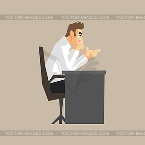 Boss At His Desk - vector clip art