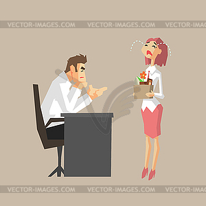 Boss Sacking An Employee - vector clipart