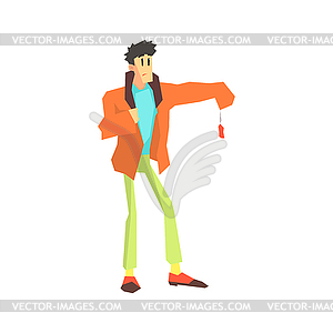 Man Buying Warm Jacket - vector clip art