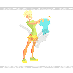 Woman Buying T-shirt - vector EPS clipart