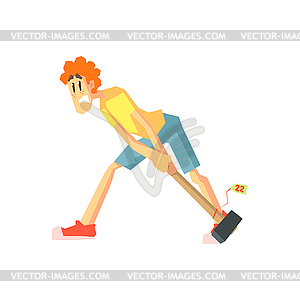 Woman Dragging Hammer - vector clip art