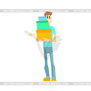 Guy With Three Gift Boxes - vector clipart