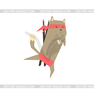 Samurai Cat Blocking - vector image