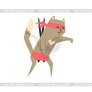 Samurai Cat Attacking - royalty-free vector image