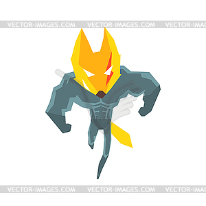 Muscly Fox Super Hero Character - vector clipart