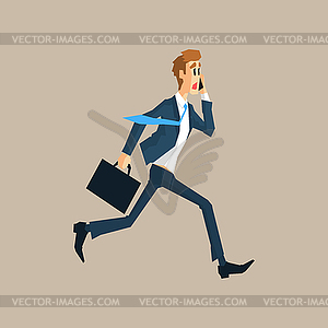 Office Worker Running Late - vector clipart