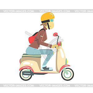 Women Riding Pink Girly Scooter - vector clip art