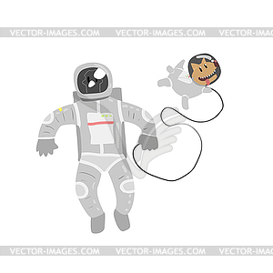 Astronaut In Space With Dog - vector image