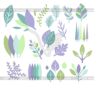 Modern Design Leaf Prints Set - vector clipart