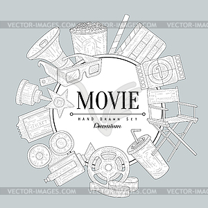 Movies Vintage Sketch - white & black vector clipart