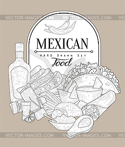 Mexican Food Vintage Sketch - vector clip art