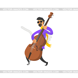 Double Bass Player - vector clip art