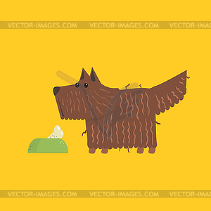 Scottish Terrier With Food Bowl Image - vector clipart