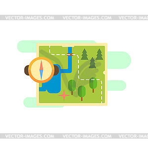 Compass And Map - royalty-free vector clipart