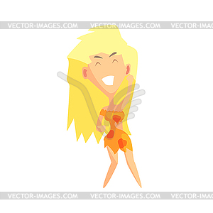 Jungle Queen Female Character Rejoicing - vector clipart