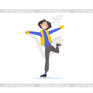 Happy Girl Skating - vector image