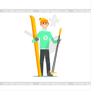 Man With Skies And Poles - vector image