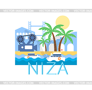 Niza Classic Toristic Scenery - royalty-free vector clipart