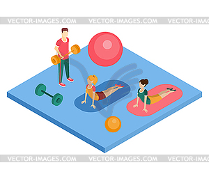 People Working Out In Gym - vector image
