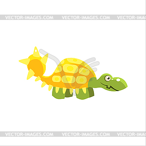 Armored Dinosaur Smiling - color vector clipart