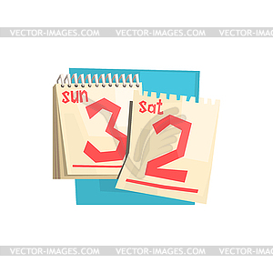 Loose-leaf Calendar Weekend Pages - vector image