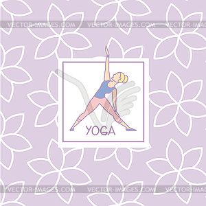 Triangle Pose Yoga Studio Design Card - vector image