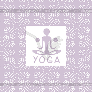 Abstract Figure Violet Yoga Studio Design Card - color vector clipart