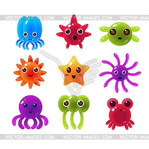 Marine Animals Balloon Characters Collection - vector image