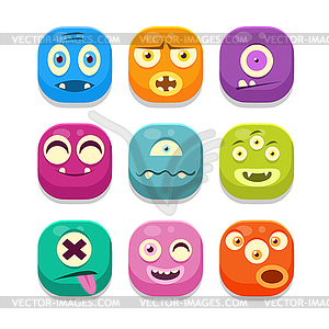 Monster Emoji Icons Set - vector clip art