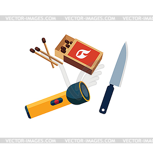 Matches, Lamp And Knife - vector image