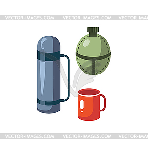 Thermos, Mug And Flask - vector clip art