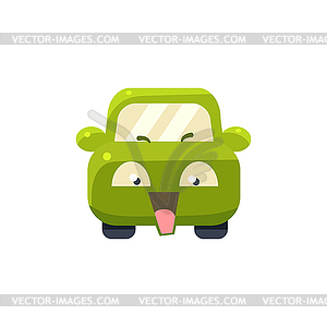 NAughty Green Car Emoji - vector clipart