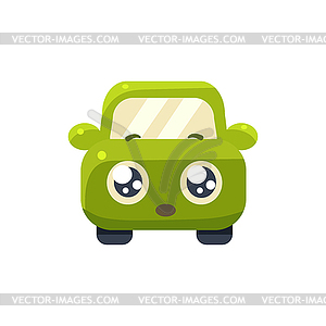 Hopeful Green Car Emoji - vector clipart