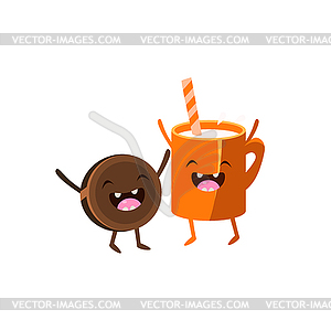 Milk And Cookie Cartoon Friends - vector image