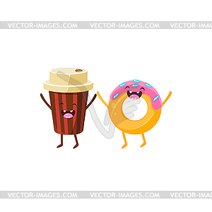 Coffee And Doughnut Cartoon Friends - vector image