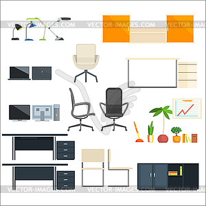 Office Furniture And Objects Collection - vector clipart