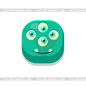 Satisfied Monster Square Icon - vector clipart