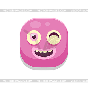 Winking Monster Square Icon - vector image