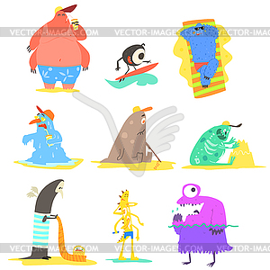 Monsters On Beach Collection - vector clipart