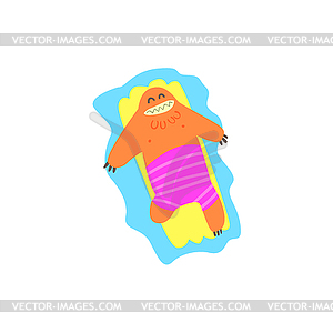 Floating On Matrass Monster Beach - vector clip art