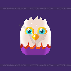 White Head Chick Square Icon - vector clip art