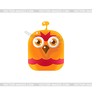 Orange Angry Chick Square Icon - vector image