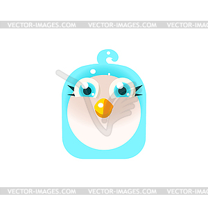 Blue Adorable Chick Square Icon - vector image