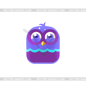 Giggling Blue Chick Square Icon - vector image